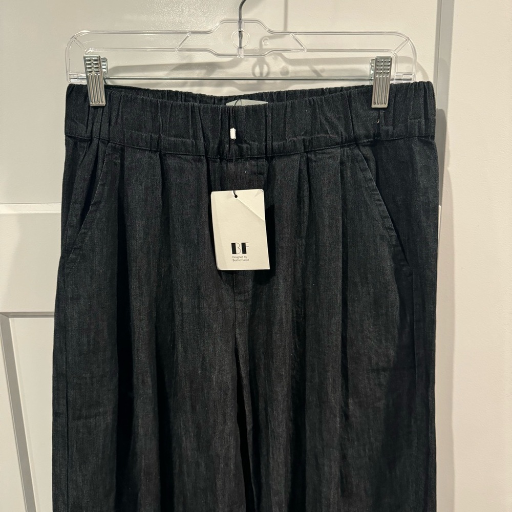 NWT Beatriz Furest Walter Denim Black Wide-Leg Trousers made in Spain - Picture 5 of 13